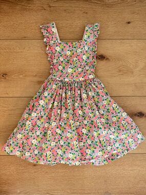 Mini Boden Floral Ruffle Girls' pinafore Dress